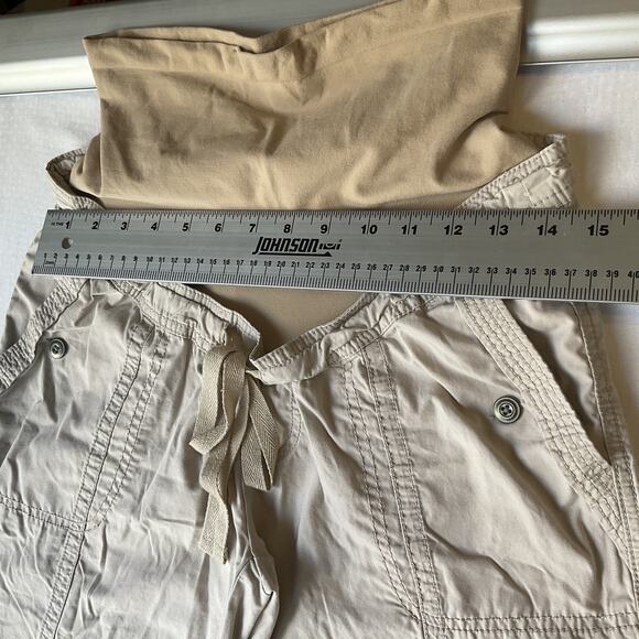 Motherhood Maternity Women Khaki Pants Size S Beige Button Drawstring 27" Inseam - Picture 5 of 10